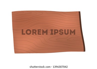 Wooden signboard. Sign made of wood. Blank billboard, empty space for message. Old vintage board. Isolated flat vector illustration