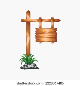 Wooden Signboard Vector Illustration , Colorful Vector