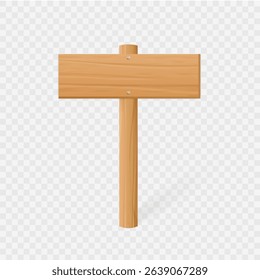 Wooden signboard vector illustration. Realistic wood sign post. Blank board with wood texture, plywood road pointer