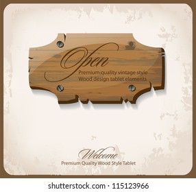 Wooden signboard, web elements set, banners and label