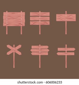 Wooden signboards arrow sign empty signboard banner vector set