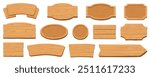 Wooden signboards. Wooden signboards collection. Cartoon wooden signs. Vector