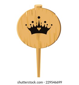 Wooden sign,crown Vector.