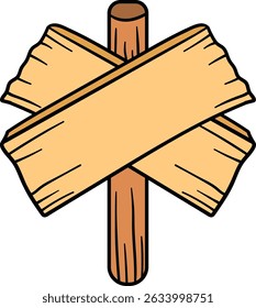 Wooden signpost with blank planks illustration