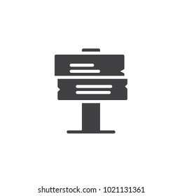 Wooden signpost icon vector, filled flat sign, solid pictogram isolated on white. Road sign symbol, logo illustration.