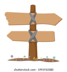 Wooden signpost illustration. Isolated on white background.