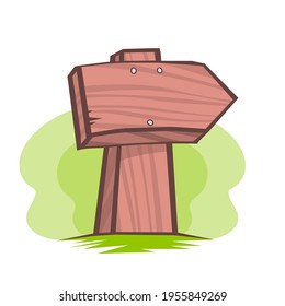 Wooden signpost with place for text. Road sign. Hand drawn vector illustration. Isolated on white background.