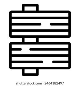 Wooden signpost vector icon with black and white directional symbol illustration on a blank isolated clipart, perfect for navigation and wayfinding in travel and street landmark graphic design