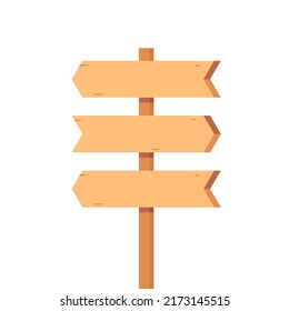 Wooden signpost vector. Wooden signpost icon. Colored silhouette. Vertical view. Vector flat simple graphic illustration.