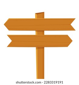Wooden signpost vector. Wooden signpost icon. Colored silhouette. Vertical view. Vector flat simple graphic illustration.