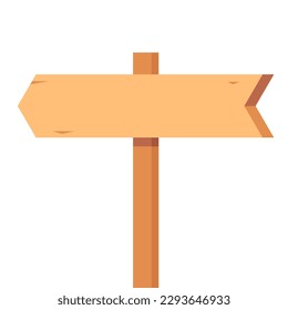 Wooden signpost vector. Wooden signpost icon. Colored silhouette. Vertical view. Vector flat simple graphic illustration.