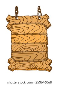 Wooden signposts. Hand-drawn Doodle. Vector illustration