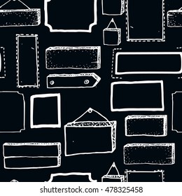 Wooden signs, frames, boards. Vector icon set Hand drawn