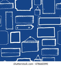 Wooden signs, frames, boards. Vector icon set Hand drawn