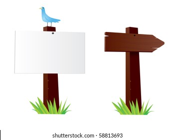 wooden signs, wooden pointers, wooden banner, vector illustration