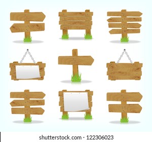 Wooden signs set, vector, 10eps.