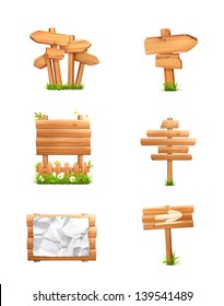 Wooden signs set, vector