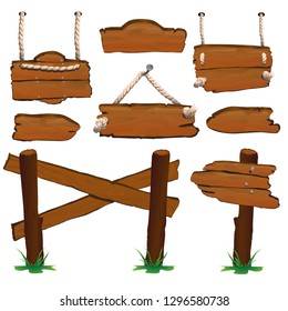 Wooden signs set vector illustration for web and game design