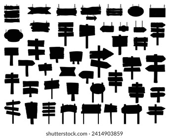 Wooden signs silhouette vector art