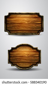 Wooden signs, vector icon set