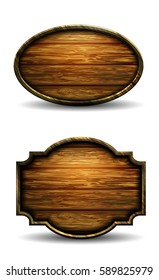 Wooden signs, vector icon set