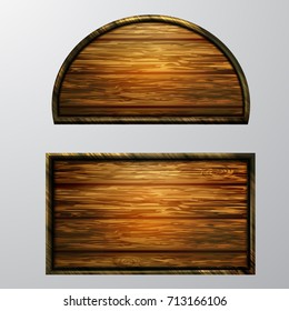 Wooden signs, vector icon set