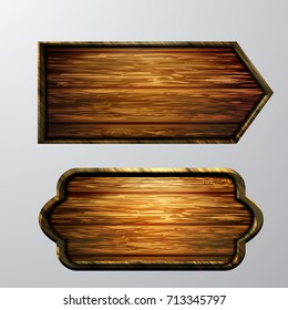 Señales de madera, conjunto de iconos de Vector