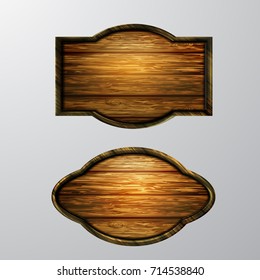 Wooden signs, vector icon set