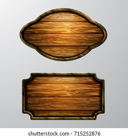 Wooden signs, vector icon set