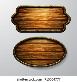 Wooden signs, vector icon set