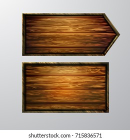 Wooden signs, vector icon set