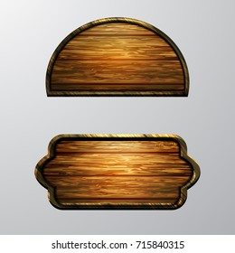 Wooden signs, vector icon set