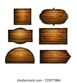 Wooden signs, vector icon set