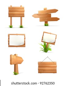 Wooden signs  vector icon set 