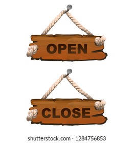 Wooden signs  vector illustration for web and game design