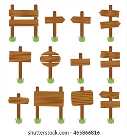 Wooden signs vector set
