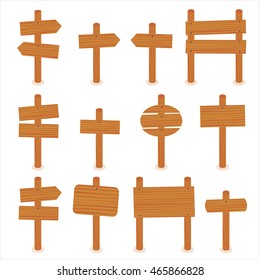 Wooden signs vector set
