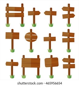 Wooden signs vector set
