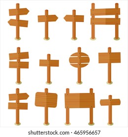 Wooden signs vector set