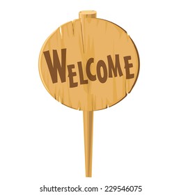 Wooden sign,Welcome. Vector.
