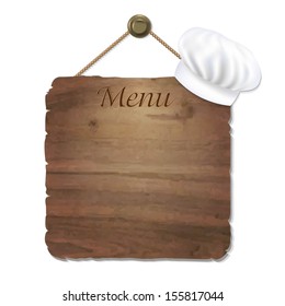 Wooden Sing With Cook Cap With Gradient Mesh, Vector Illustration