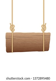 Wooden singboard hanging on ropes. EPS 10