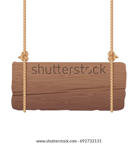 Wooden singboard hanging on ropes