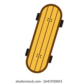 Wooden skateboard with black wheels on a white background showcasing design and simplicity