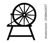 wooden Slavic spinning wheel for yarn.