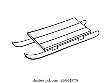 Wooden sled hand drawn outline doodle vector icon