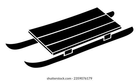 Wooden sled silhouette vector illustration. Isolated on white background