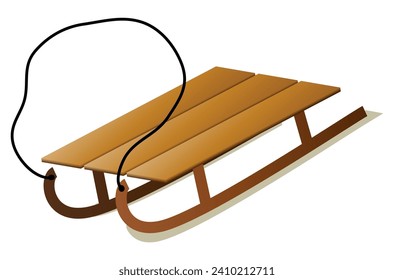 wooden sled for winter vector illustration