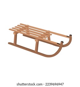 Wooden sledge on white background