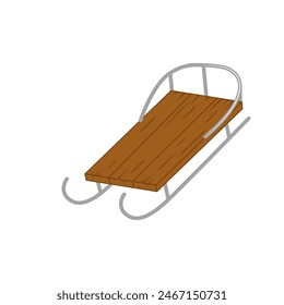 Wooden sleigh. Brown wooden sleigh. Cartoon, Isolated vector illustration eps 10
